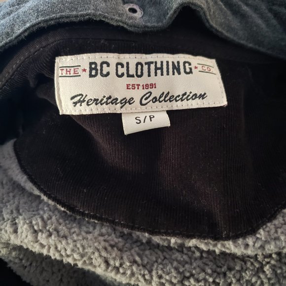 BC CLOTHING Snap Front Shirt Jacket Black Grey Sherpa Hooded Relaxed Fit… - Picture 3 of 3